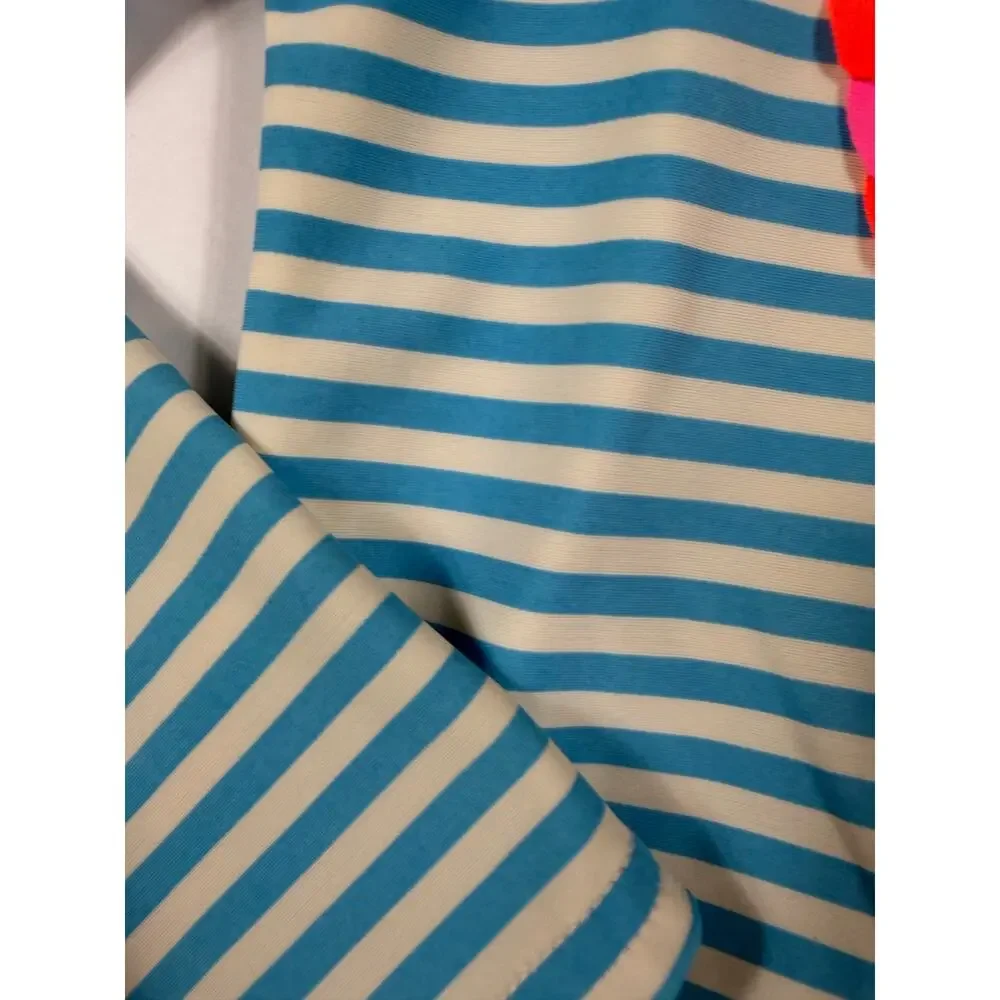 Mini Baby Boden Strawberry Applique Striped Long Sleeve Rash Guard Size 2-3 year